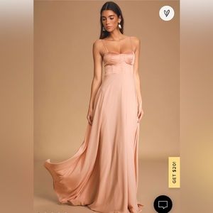 Lulus: Best Part of Me Blush Satin Bustier Maxi Dress